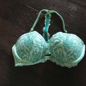 Front Closure Green Lace Bra