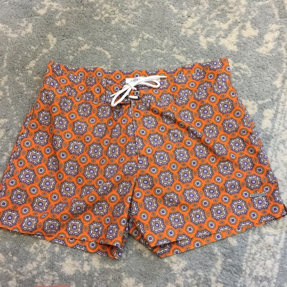 Parke & Ronen Other - Parke & Ronen Orange Vintage Print Swim Trunks