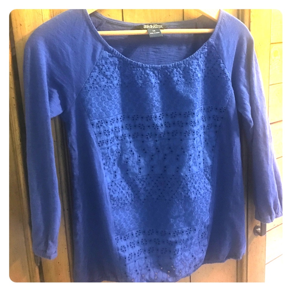 Lucky Brand 3/4 sleeve eyelet tee