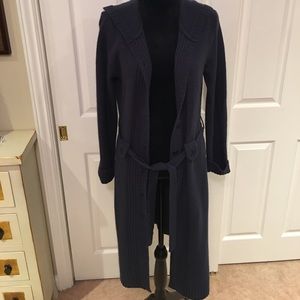 BCBG long hooded seater in blue. Size L