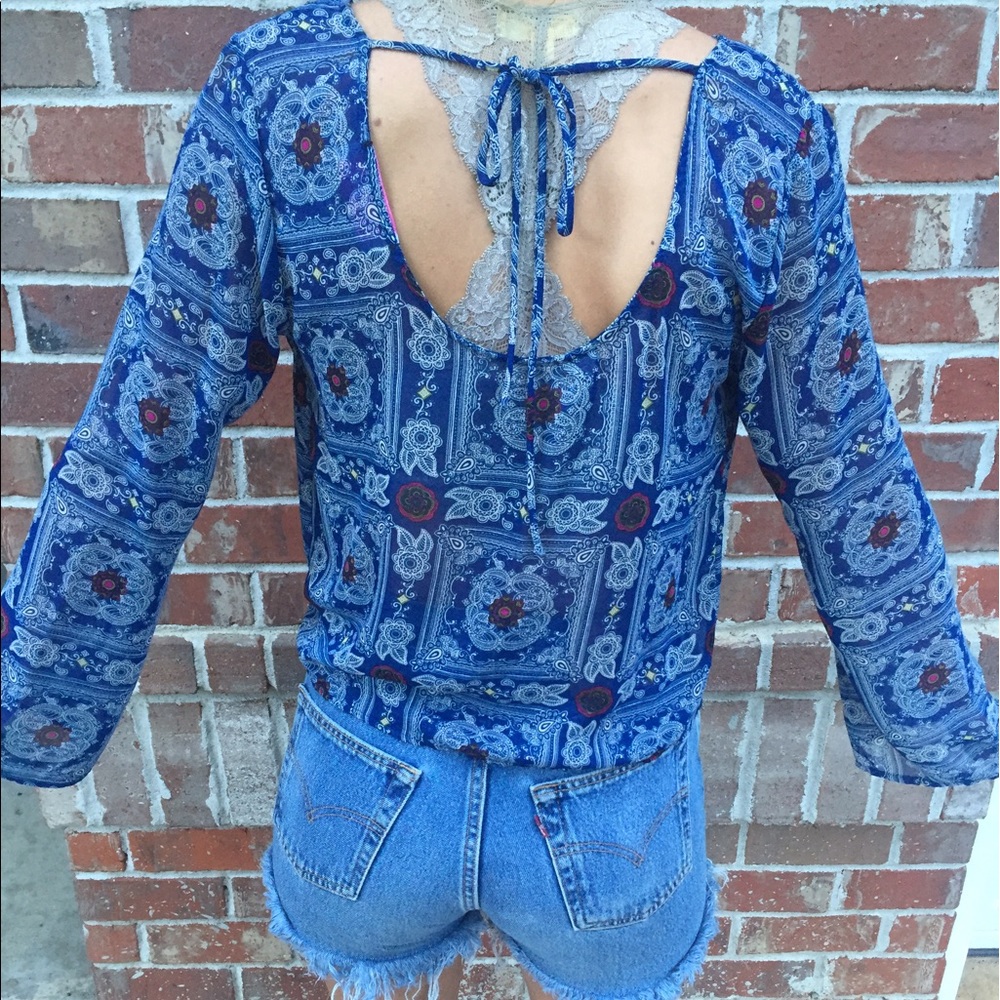 Charlee brand flowy retro long crop top