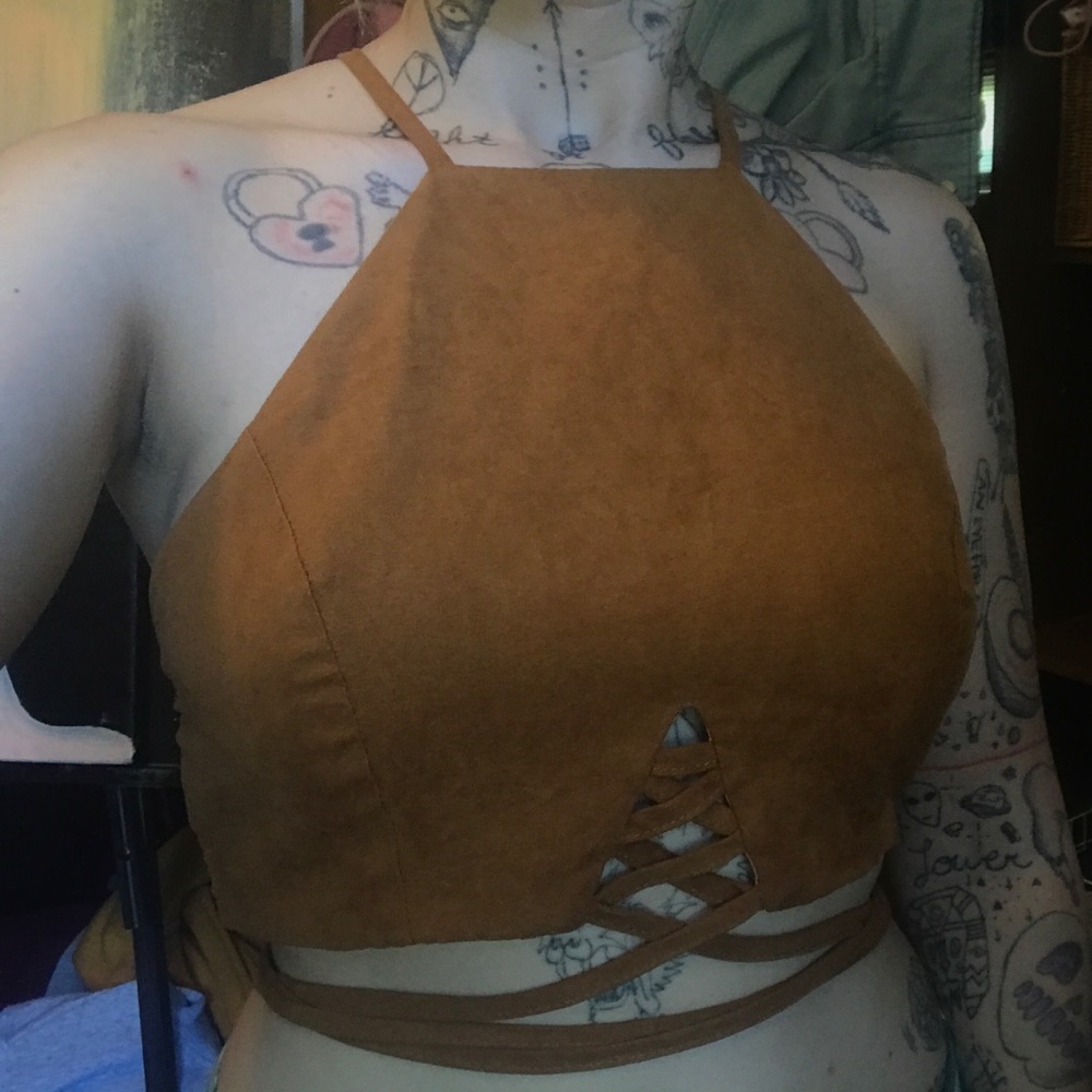 Faux suede crop top