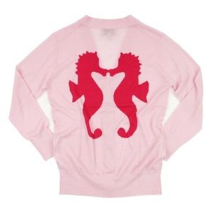 Seaton Cashmere Intarsia Cardigan in Pink