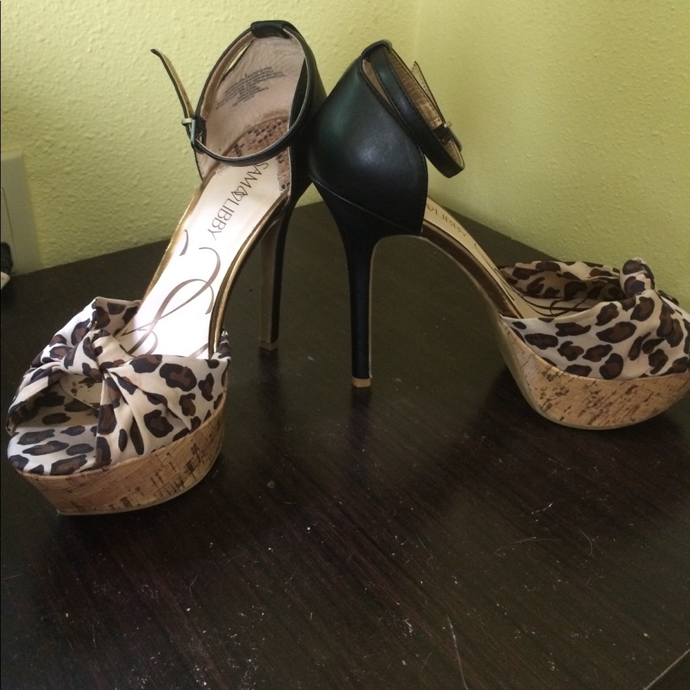 Platform Sam & Libby cork/leather stilettos