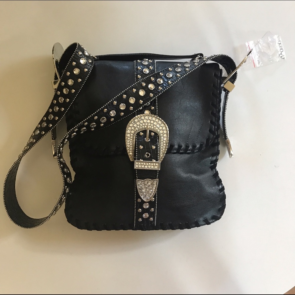 Cross body rhinestone purse/bag black bling NWT
