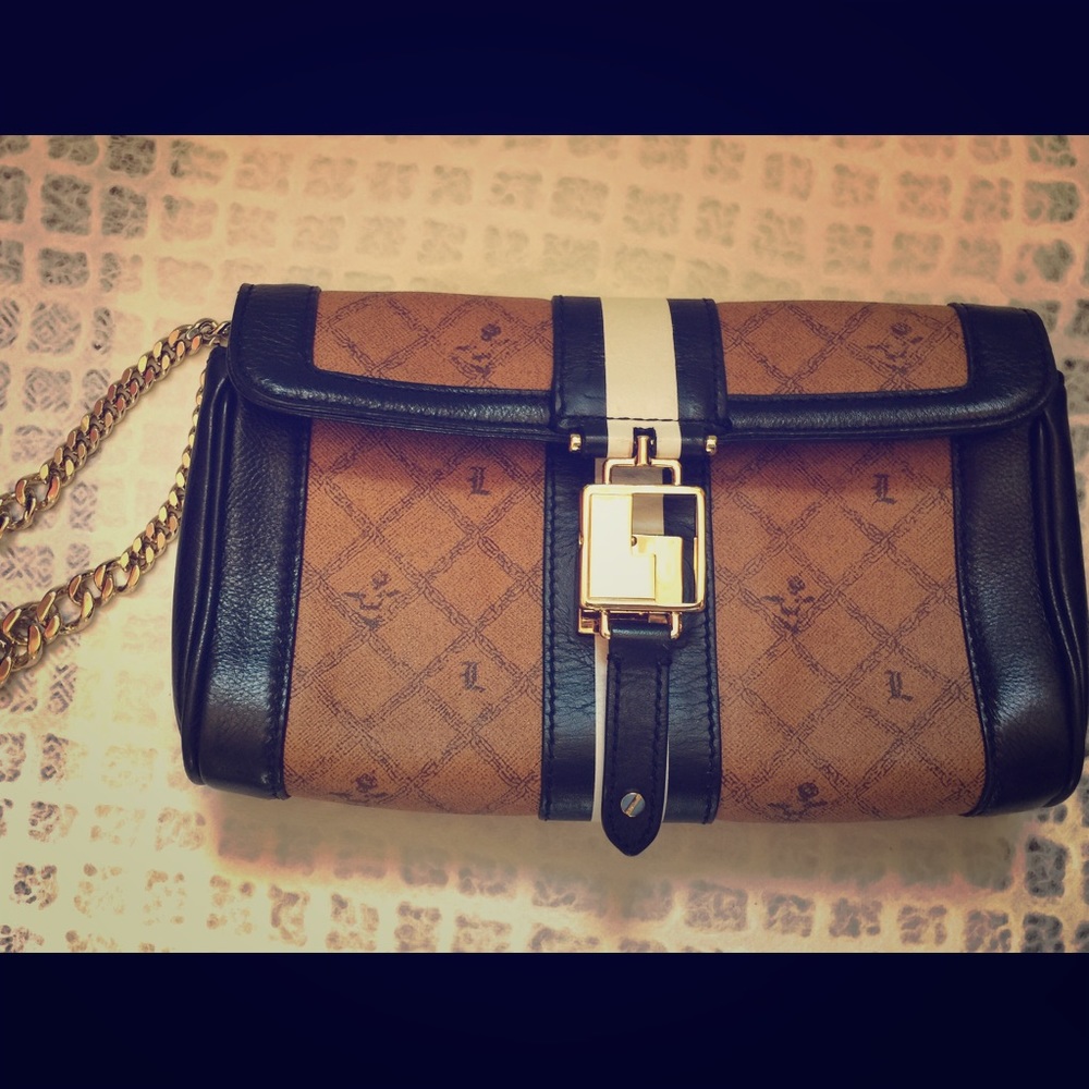 L.A.M.B Wristlet Tan/Black/Gold NWT