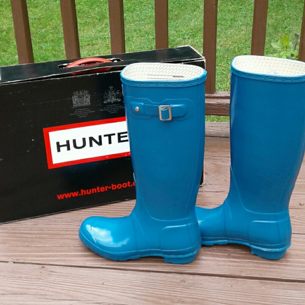 💕BEAUTIFUL💕 Hunter Boots - Teal Blue Gloss