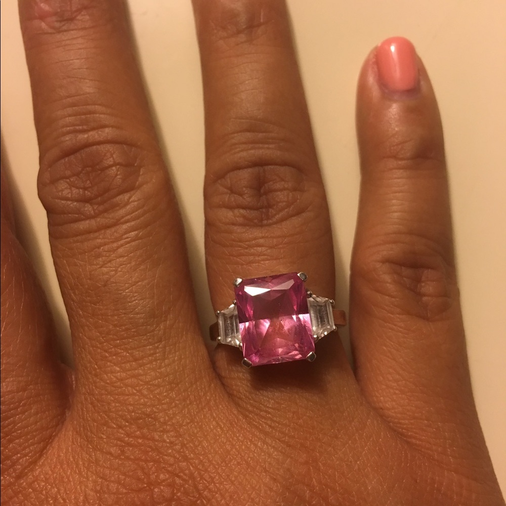 Beautiful White Gold Pink Sapphire and White Topaz
