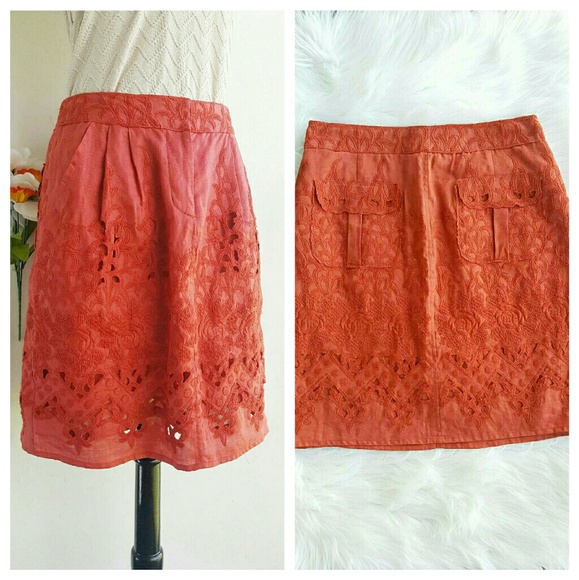 SOLD Anthropologie Baraschi embroidered skirt - Picture 2 of 4