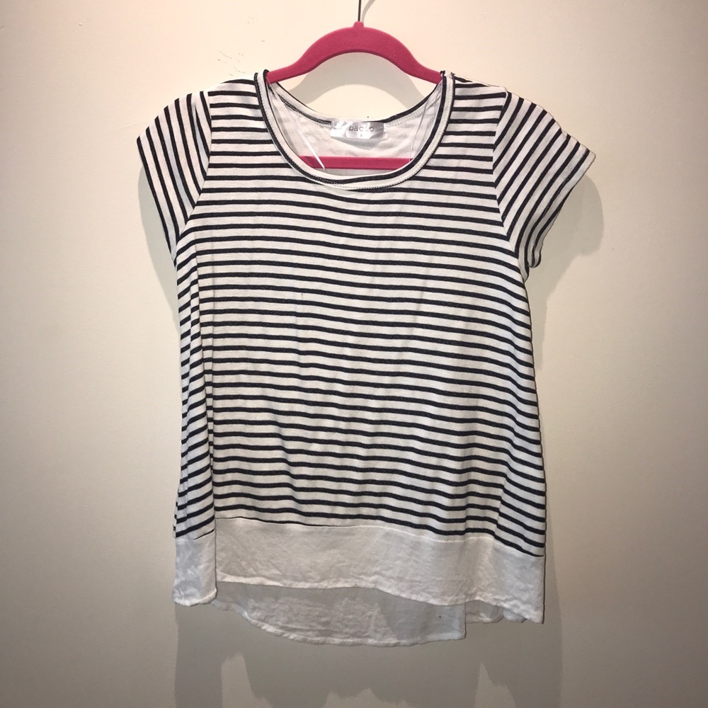 Navy Blue and White Striped Shirt