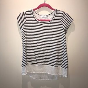 Navy Blue and White Striped Shirt