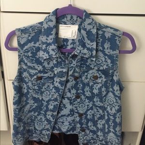 Forever 21 Floral Jeans Vest
