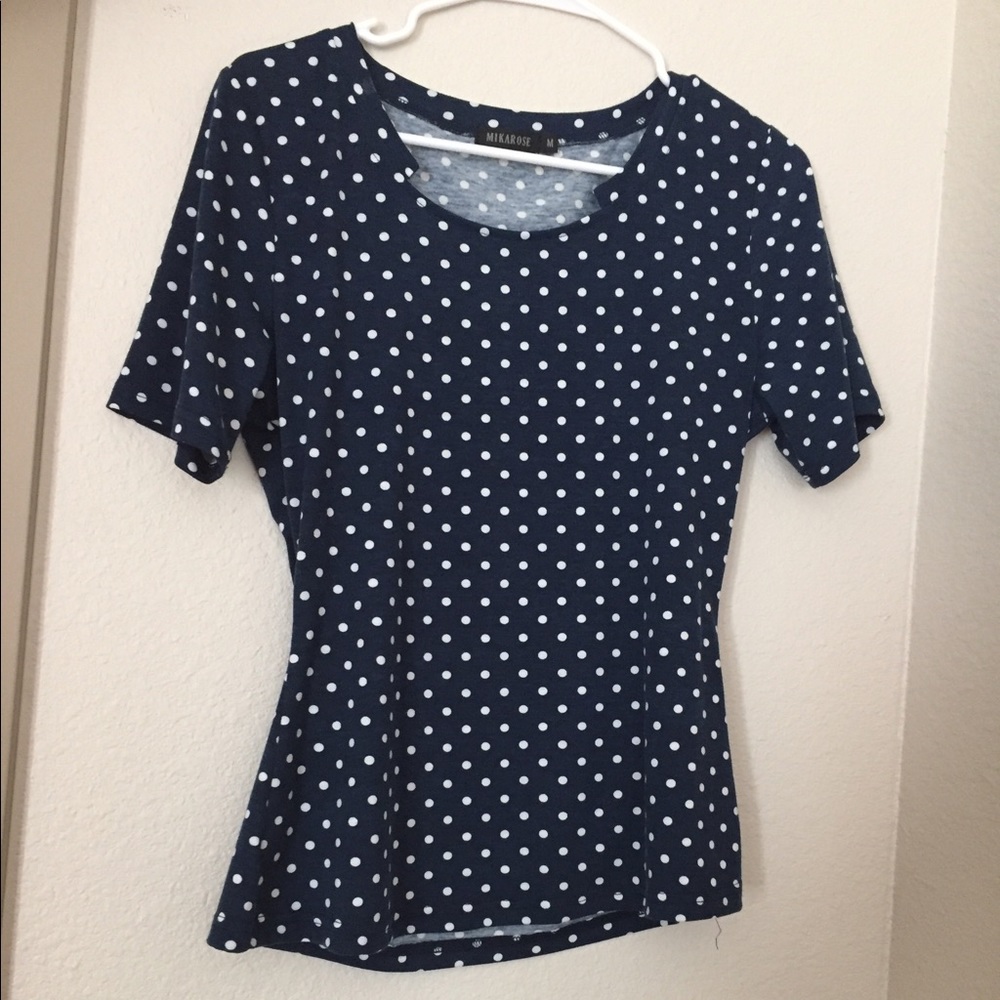 Navy polka dot top