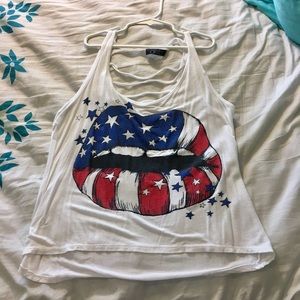 Red, White, & Blue Lips Tank
