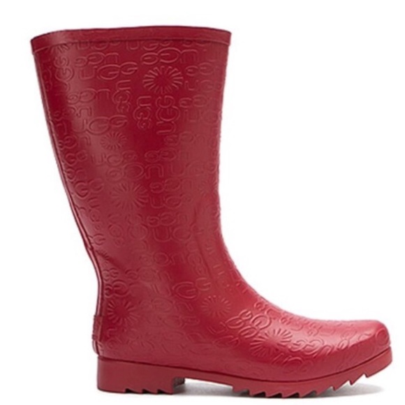 UGG Wilshire Red Logo Short Rain Boots - Picture 4 of 8