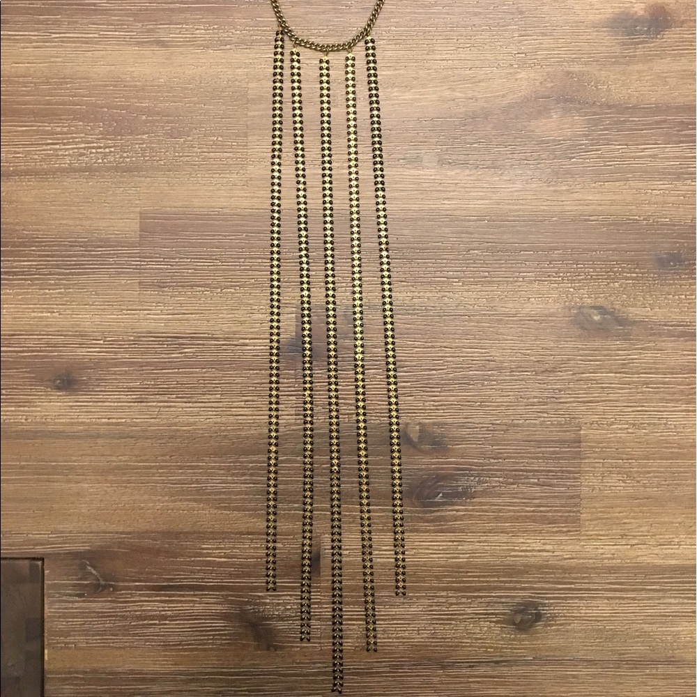 Long 5 chain necklace with black detail