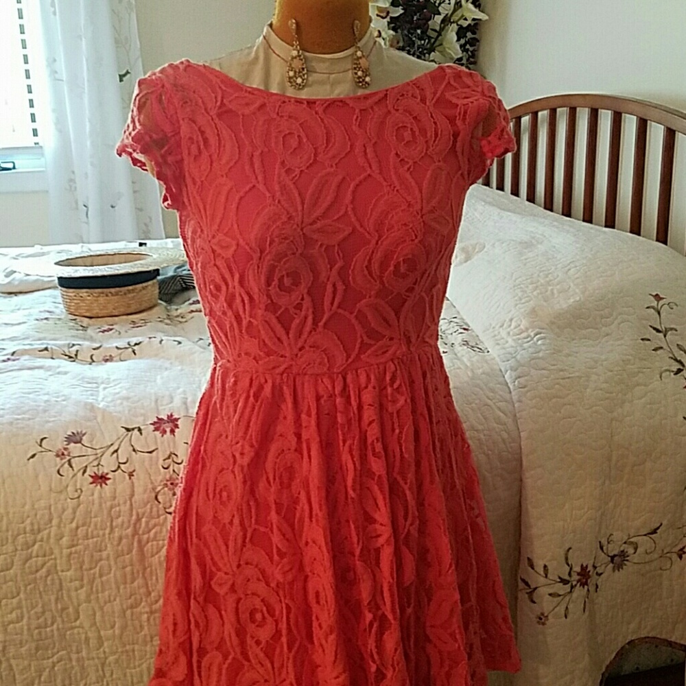 B. Darlin: coral fit and flare dress