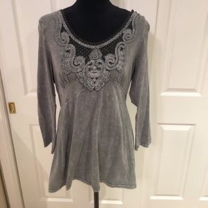Long sleeve grey embellished top size L
