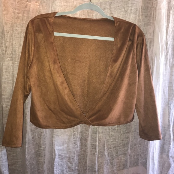 Faux suede open crop top - Picture 2 of 3