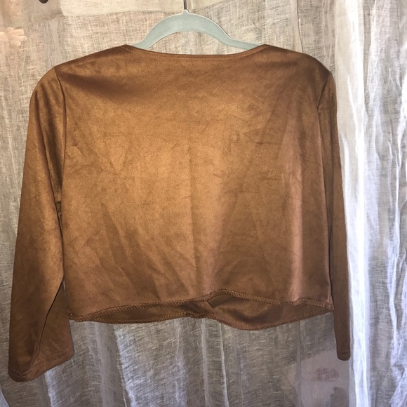 Faux suede open crop top - Picture 3 of 3