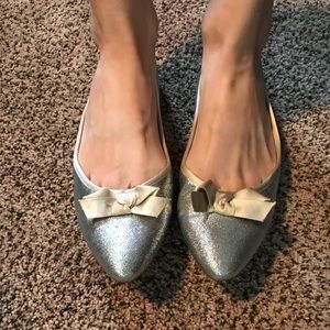 Nine West Silver Glitter Flats