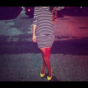 Black and white striped dress