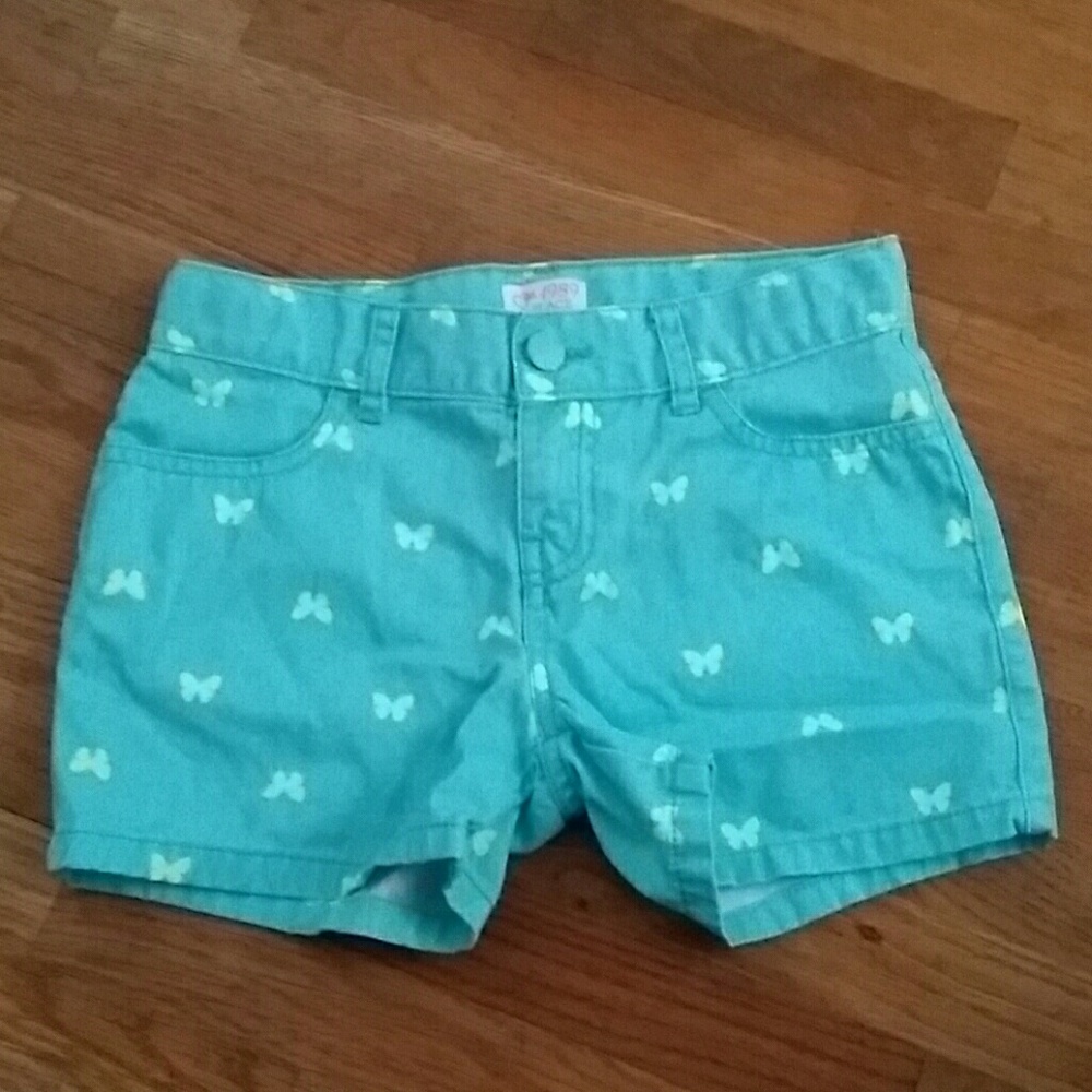 Girl's shorts, light green with lime green print