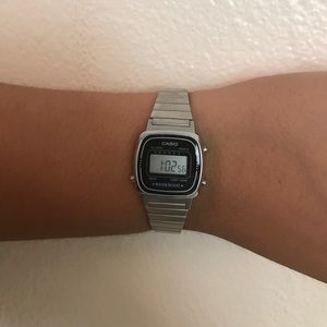 casio mini silver watch