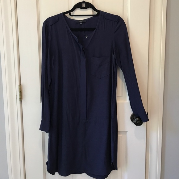 Madewell Dresses & Skirts - Madewell Long sleeve drop waist purple-blue dress