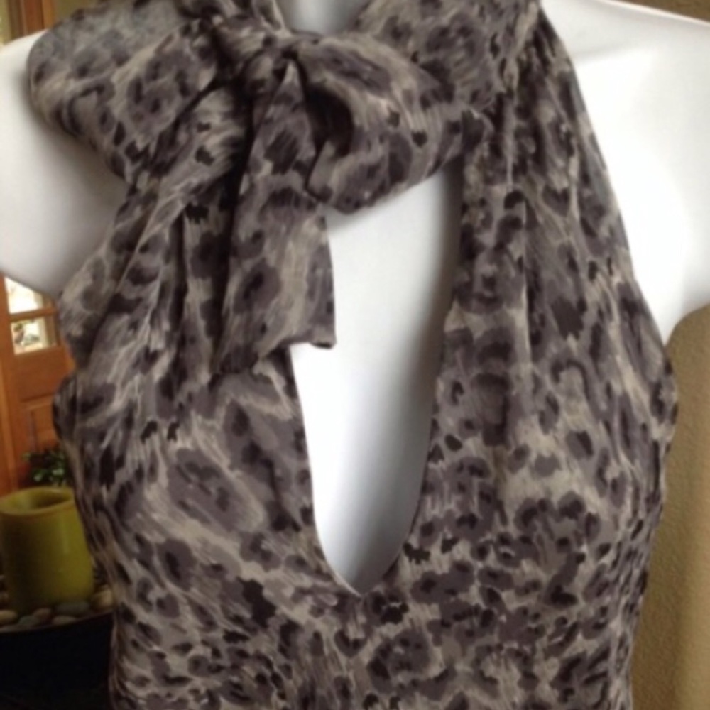 🍃💕Aeve Silk Chiffon Leopard Print Midi Dress