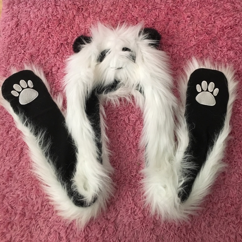 Fuzzy panda hat