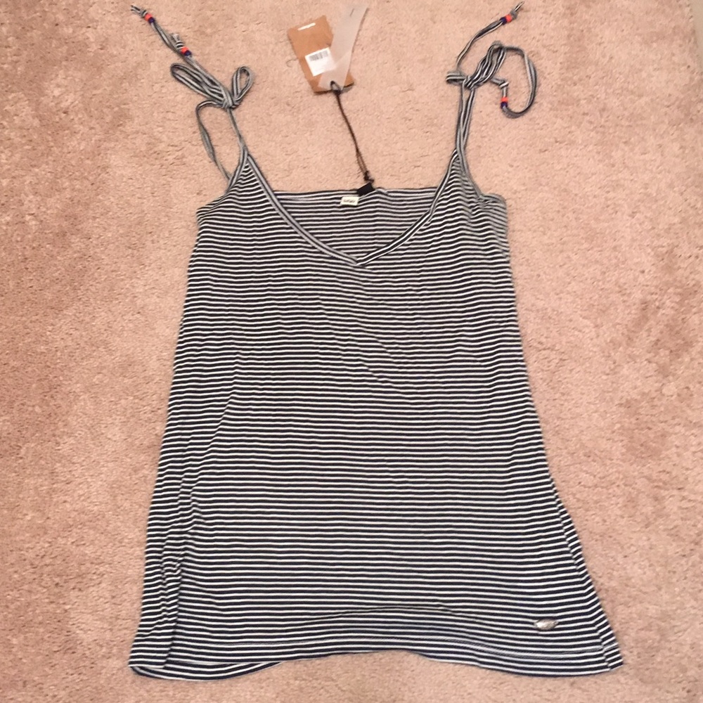 Navy and white striped tank