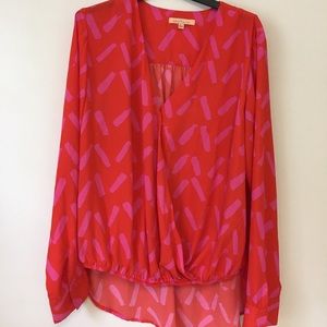 Tangerine and pink blouse