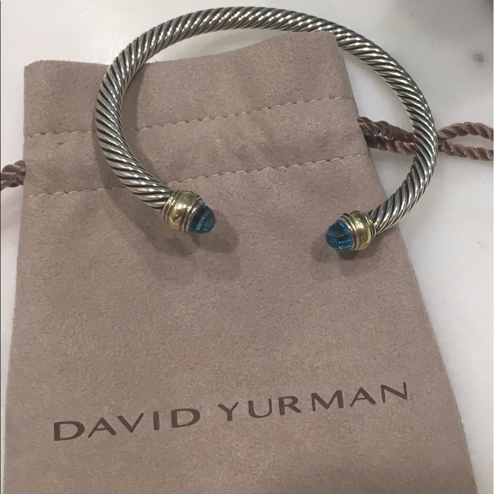 David Yurman Blue Topaz 5MM Cable bracelet