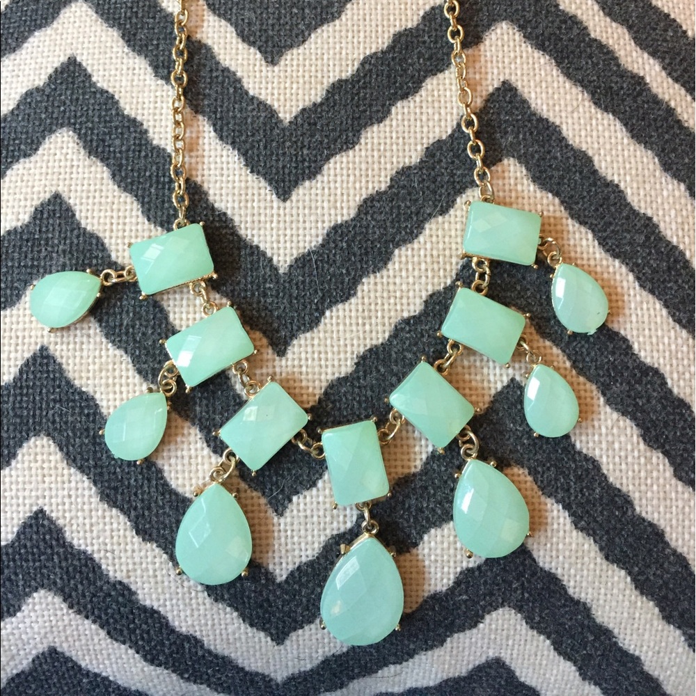 Mint green bib necklace