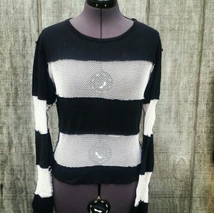SALE Vintage Dogpile Fishnet Striped Punk Top M