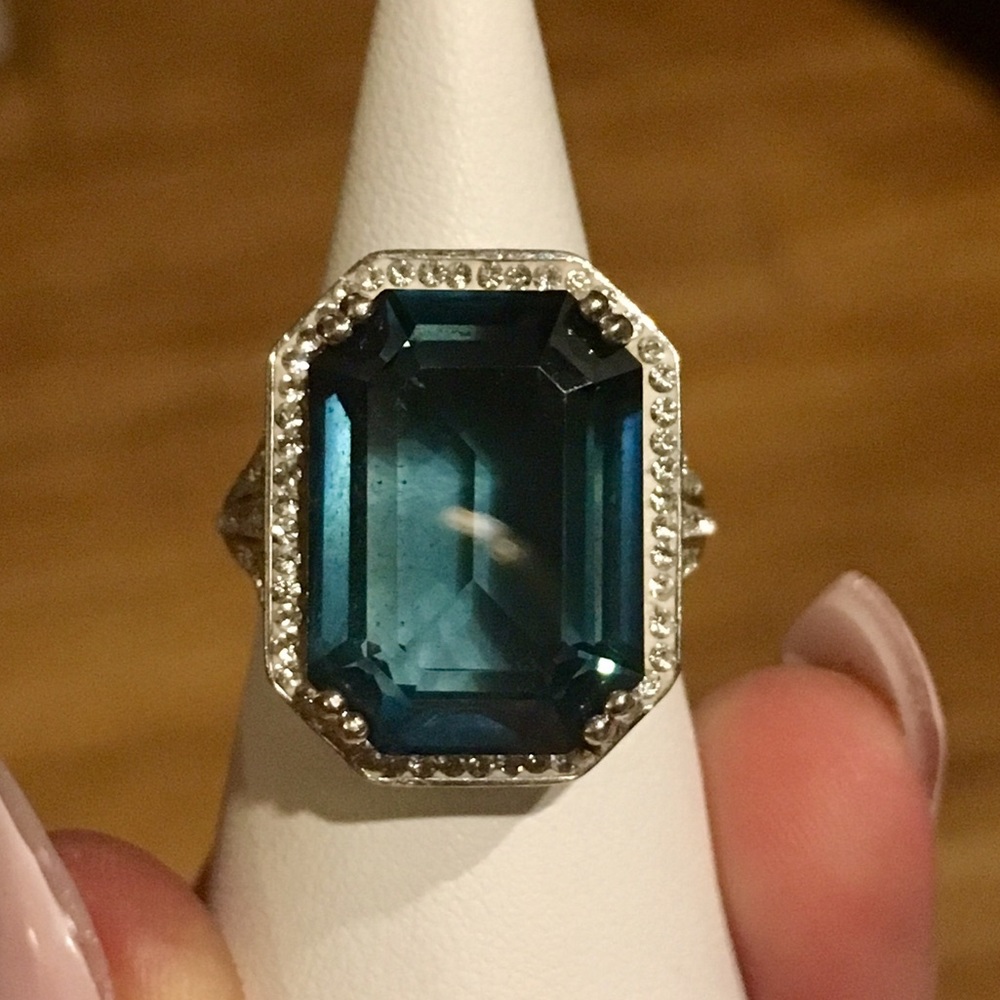 Blue Topaz & CZ Ring