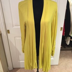 Chartreuse sweater open front size L