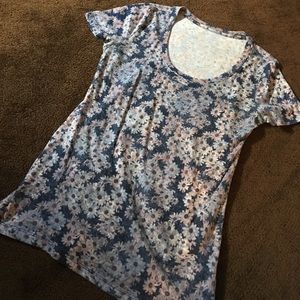 large flowery blue shirt
