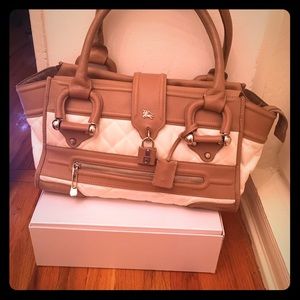 Burberry White Quilted Leather Satchel Bag