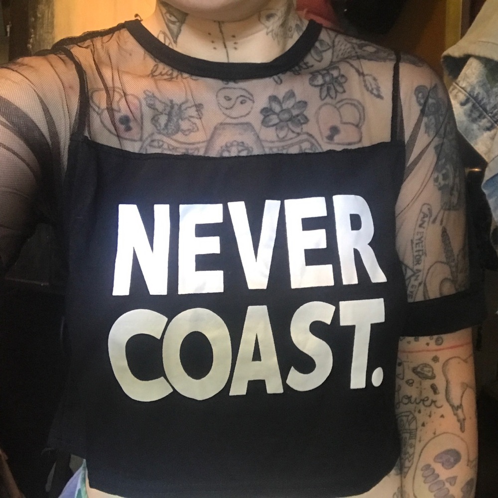 Never coast netted crop top