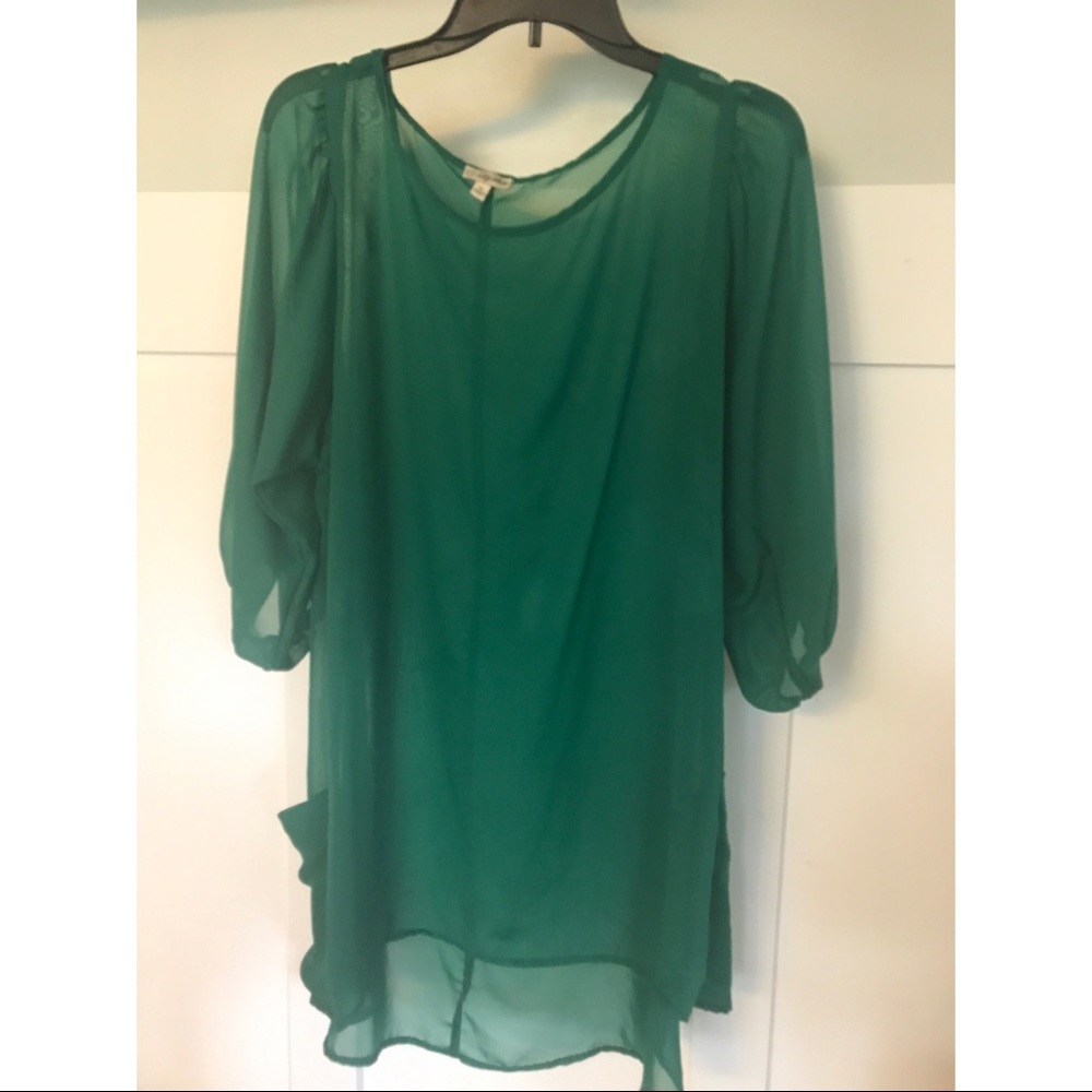 Sheer Green Tunic with Pockets