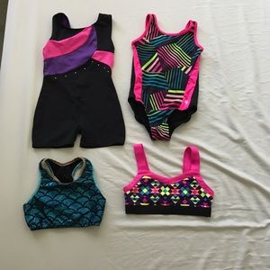 Set of gymnastics leotards and tops. Size small 6