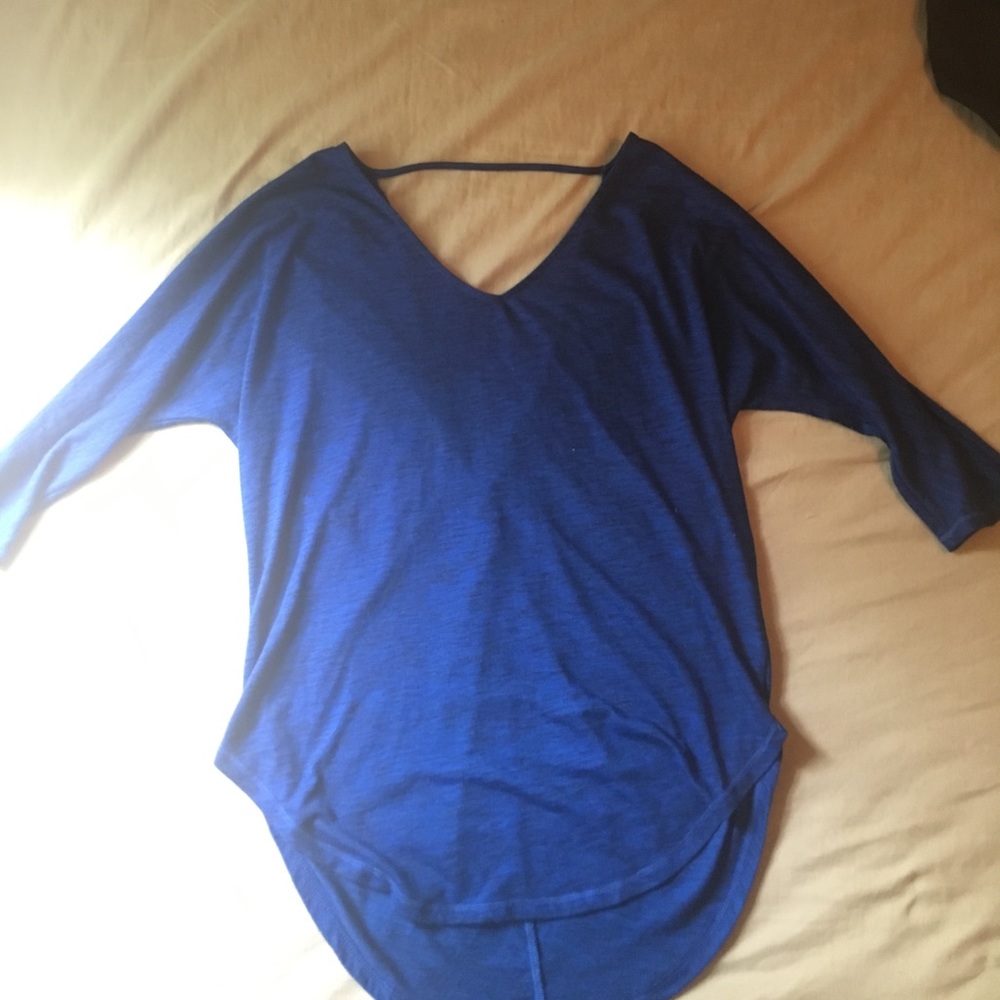 Blue Top and White Cardigan