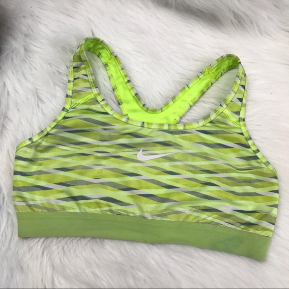 Nike dri fit yellow grey weaved sports bra - Picture 1 of 5