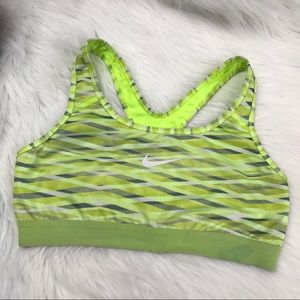 Nike dri fit yellow grey weaved sports bra