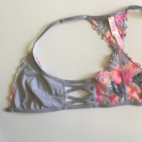 🍍SOLD PINK Hawaiian Print Lacey FRONT SNAP Bra🍍 - Picture 2 of 7