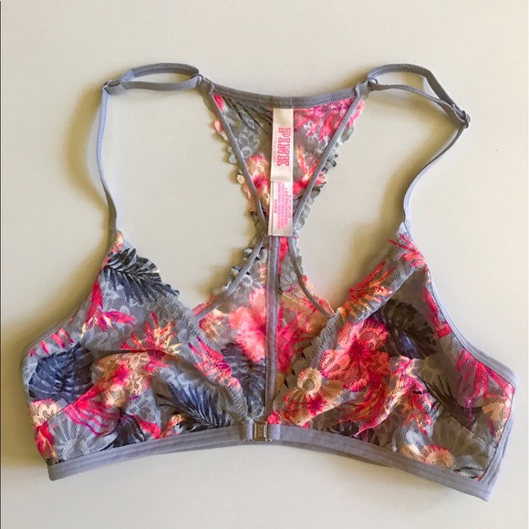 🍍SOLD PINK Hawaiian Print Lacey FRONT SNAP Bra🍍 - Picture 4 of 7