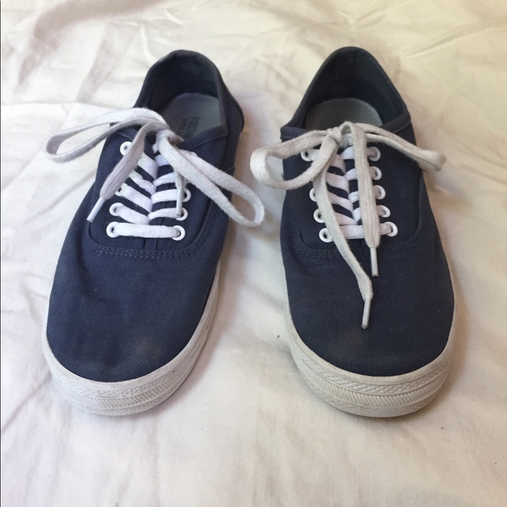 Plain navy and white sneakers