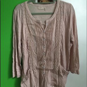 Logo Lavish pale pink button down tunic top